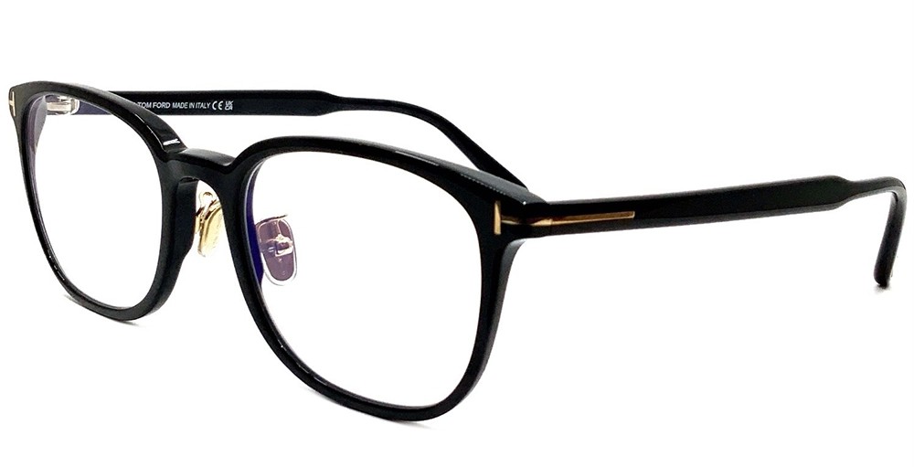 Tom Ford TF6053-D-B ECO - 001 - 53 - Z SOCZEWKAMI Z FILTREM ŚWIATŁA NIEBIESKO-FIOLETOWEGO Oprawki korekcyjne Czarny Panto / zaokrąglony