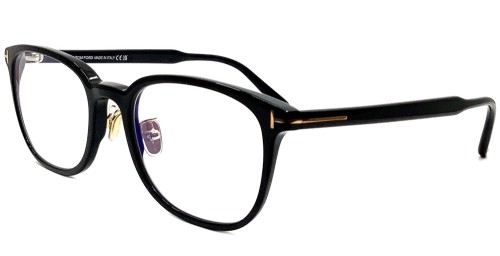 Tom Ford TF6053-D-B ECO - 001 - 53 - Z SOCZEWKAMI Z FILTREM ŚWIATŁA NIEBIESKO-FIOLETOWEGO Oprawki korekcyjne Czarny Panto / zaokrąglony