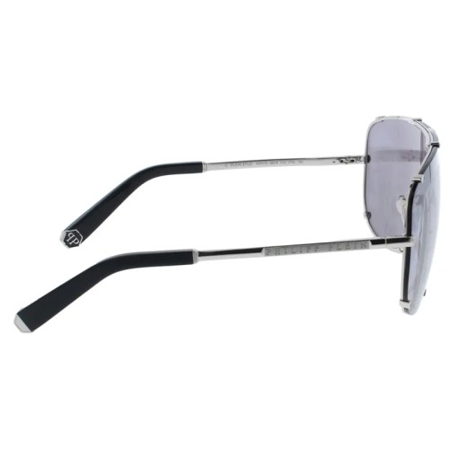 Philipp Plein SPP075 STUD 579L Okulary przeciwsłoneczne Srebrny Jednoszybowe