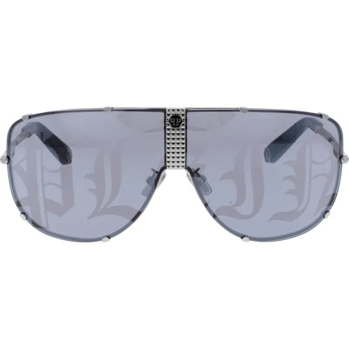 Philipp Plein SPP075 STUD 579L Okulary przeciwsłoneczne Srebrny Jednoszybowe