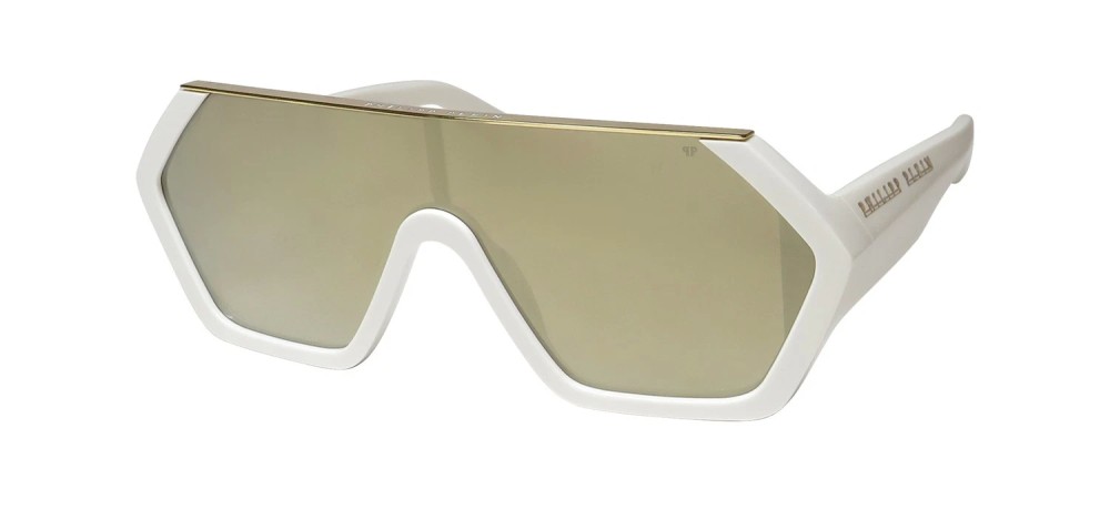 Philipp Plein SPP047 HEXAGON CAMOU - 3GFG Okulary przeciwsłoneczne Biały Płaska góra