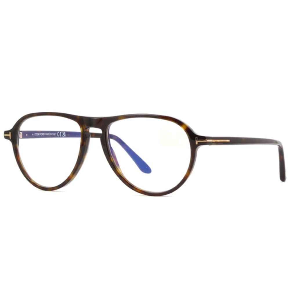 Tom Ford TF5869-B ECO - 052 - 54 - Z SOCZEWKAMI Z FILTREM ŚWIATŁA NIEBIESKO-FIOLETOWEGO Oprawki korekcyjne Havanna Pilotki (aviator)