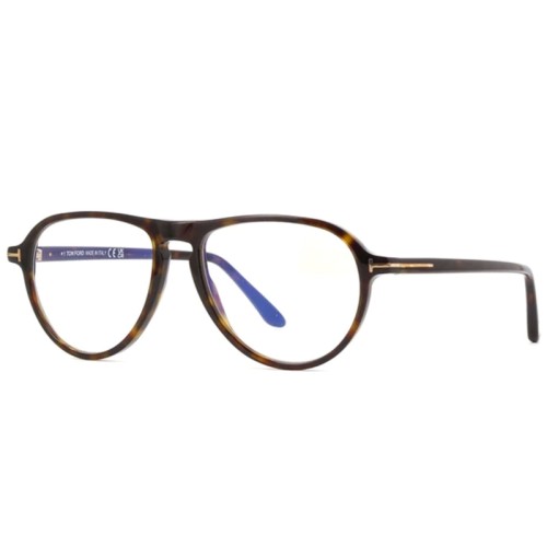 Tom Ford TF5869-B ECO - 052 - 54 - Z SOCZEWKAMI Z FILTREM ŚWIATŁA NIEBIESKO-FIOLETOWEGO Oprawki korekcyjne Havanna Pilotki (aviator)