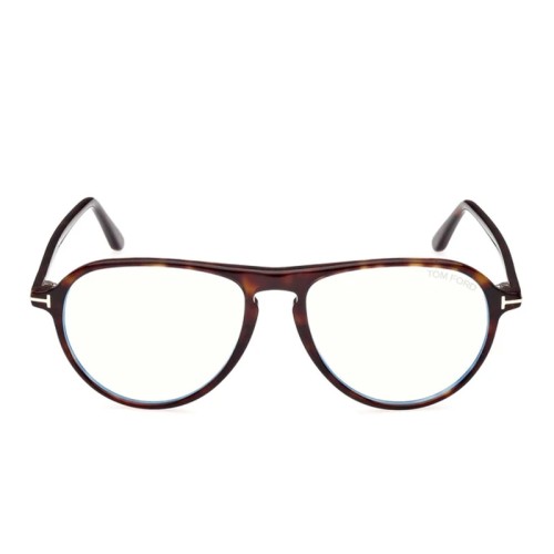 Tom Ford TF5869-B ECO - 052 - 54 - Z SOCZEWKAMI Z FILTREM ŚWIATŁA NIEBIESKO-FIOLETOWEGO Oprawki korekcyjne Havanna Pilotki (aviator)