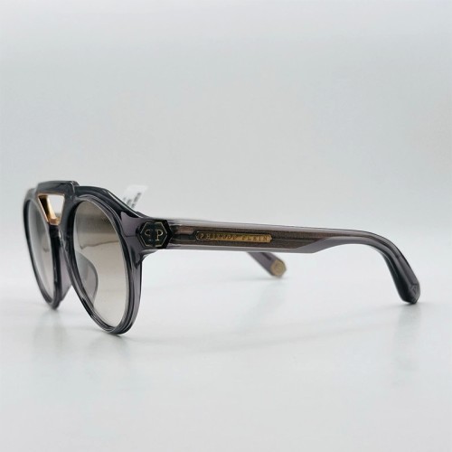 Philipp Plein SPP045 BRAVE SHADES - 9MBG - 50 Okulary przeciwsłoneczne Szary Okrągły