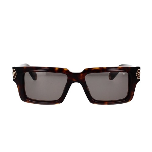 Philipp Plein SPP044 DARK SHAPES - 0722 - 53 Okulary przeciwsłoneczne Havanna Kanciaste
