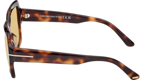 Tom Ford FT1082 KAYA - 53E - 54 Okulary przeciwsłoneczne Havanna Kanciaste