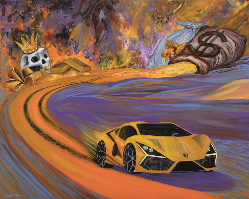Fanni Mikó LAMBORGHINI - 2023, ACRYLIC, CANVAS - 80 X 100 Obrazy