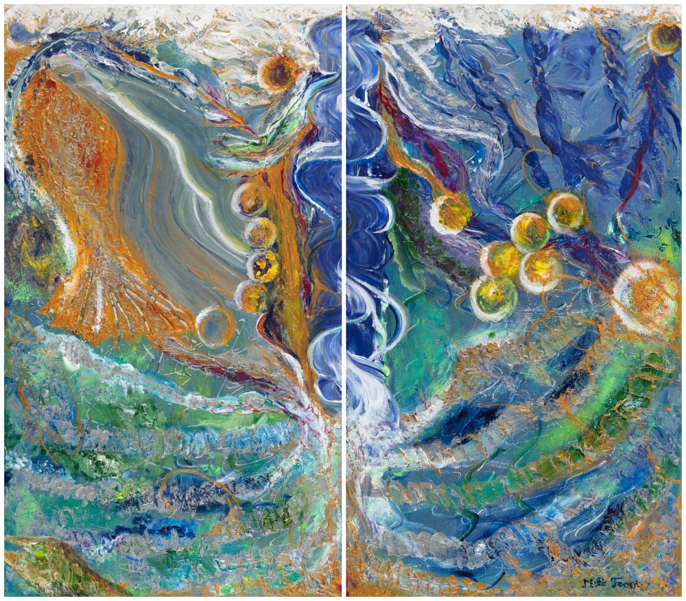 Fanni Mikó UNDERWATER - 2023, ACRYLIC, CANVAS - 70 X (2 X40) Obrazy