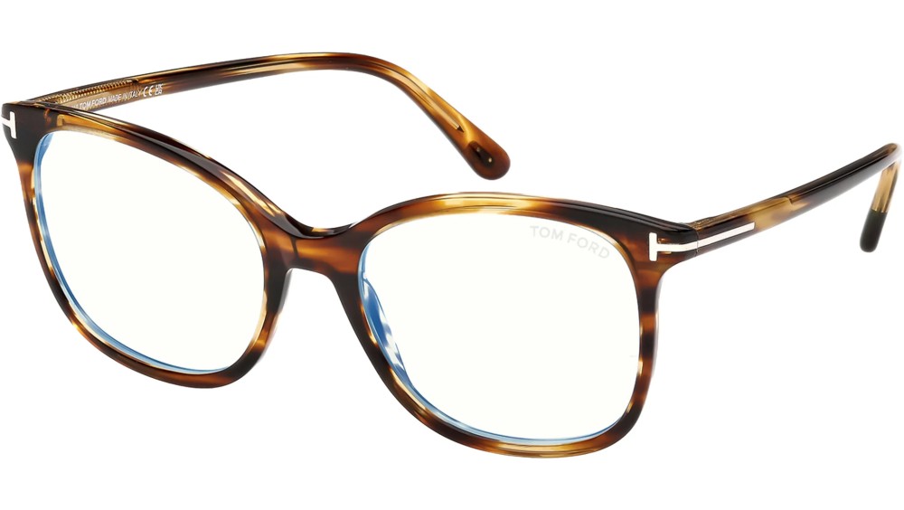 Tom Ford TF6089-B - 055 - 54 - Z SOCZEWKAMI Z FILTREM ŚWIATŁA NIEBIESKO-FIOLETOWEGO Oprawki korekcyjne Havanna Pillow (zaokrąglony)
