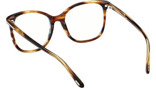 Tom Ford TF6089-B - 055 - 54 - Z SOCZEWKAMI Z FILTREM ŚWIATŁA NIEBIESKO-FIOLETOWEGO Oprawki korekcyjne Havanna Pillow (zaokrąglony)
