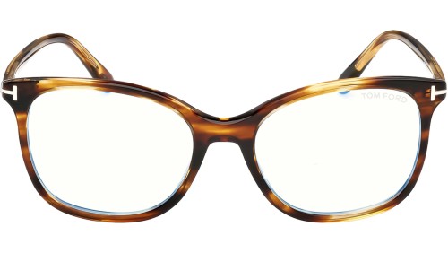Tom Ford TF6089-B - 055 - 54 - Z SOCZEWKAMI Z FILTREM ŚWIATŁA NIEBIESKO-FIOLETOWEGO Oprawki korekcyjne Havanna Pillow (zaokrąglony)