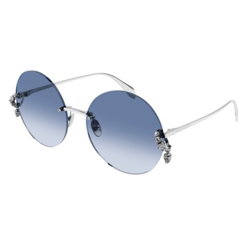 Alexander McQueen AM0418S - 003 - 62 Okulary przeciwsłoneczne Srebrny Okrągły