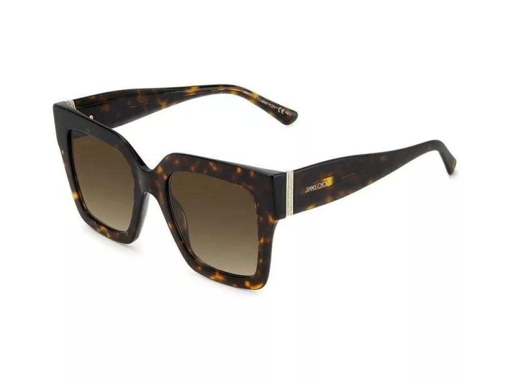 Jimmy Choo EDNA/S - 086HA - 52 Okulary przeciwsłoneczne Havanna Kwadratowy