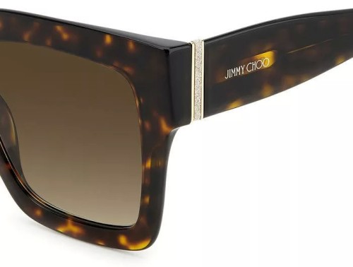 Jimmy Choo EDNA/S - 086HA - 52 Okulary przeciwsłoneczne Havanna Kwadratowy
