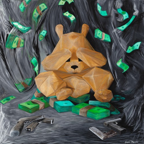 Fanni Mikó TEDDY - BIG BUSINESS - 2024, ACRYLIC, CANVAS - 70 X 70 - SPRZEDANE Obrazy