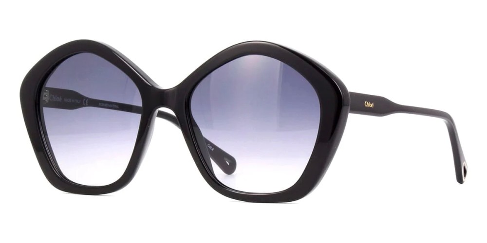 Chloé CH0082S - 005 - 57 Okulary przeciwsłoneczne Czarny Kanciaste