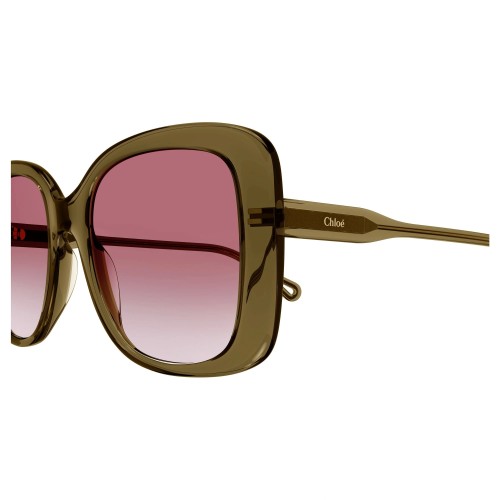 Chloé CH0125SA - 004 - 57 Okulary przeciwsłoneczne Zielony Kanciaste