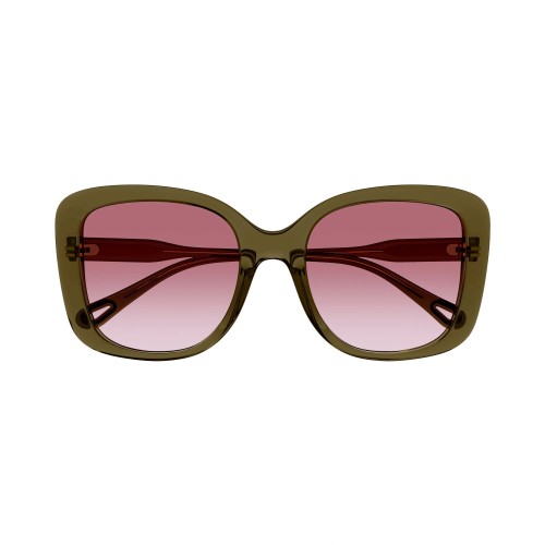 Chloé CH0125SA - 004 - 57 Okulary przeciwsłoneczne Zielony Kanciaste