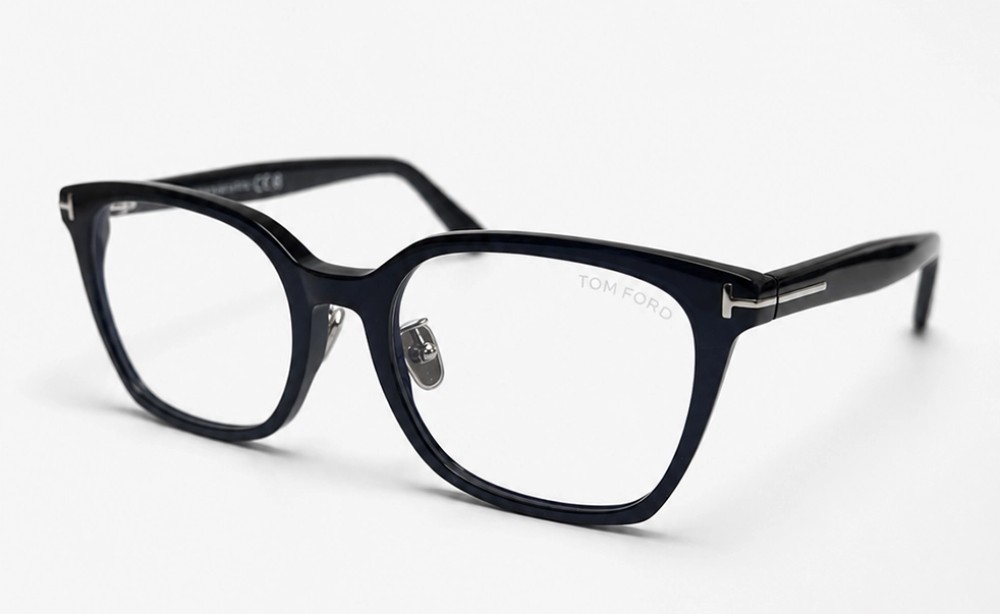 Tom Ford TF6103-D-B ECO - 001 - 53 - Z SOCZEWKAMI Z FILTREM ŚWIATŁA NIEBIESKO-FIOLETOWEGO Oprawki korekcyjne Czarny Kanciaste