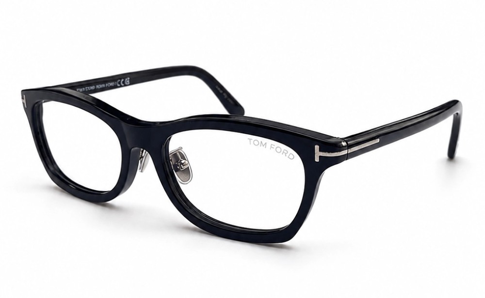 Tom Ford TF6074-D-B ECO - 001 - 53 - Z SOCZEWKAMI Z FILTREM ŚWIATŁA NIEBIESKO-FIOLETOWEGO Oprawki korekcyjne Czarny Kanciaste