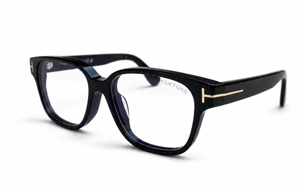 Tom Ford TF6071-D-B ECO - 001 - 54 - Z SOCZEWKAMI Z FILTREM ŚWIATŁA NIEBIESKO-FIOLETOWEGO Oprawki korekcyjne Czarny Kanciaste