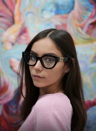 MIU MIU MU 01VV - ​1AB1O1 - ​52 Oprawki korekcyjne Czarny Kocie oczy