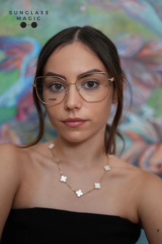 Fendi FE50084U - 030 - 56 Oprawki korekcyjne Złoty Kanciaste