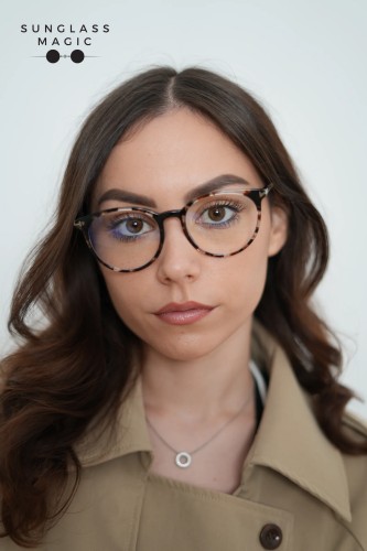 Tom Ford TF5575-B - 055 - 51 - Z SOCZEWKAMI Z FILTREM ŚWIATŁA NIEBIESKO-FIOLETOWEGO Oprawki korekcyjne Havanna Okrągły