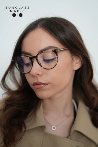 Tom Ford TF5575-B - 055 - 51 - Z SOCZEWKAMI Z FILTREM ŚWIATŁA NIEBIESKO-FIOLETOWEGO Oprawki korekcyjne Havanna Okrągły