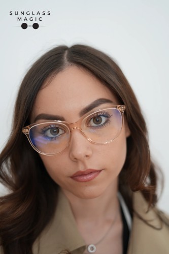 Tom Ford TF5544-B - 072 - 55 - Z SOCZEWKAMI Z FILTREM ŚWIATŁA NIEBIESKO-FIOLETOWEGO Oprawki korekcyjne Brązowy Kocie oczy