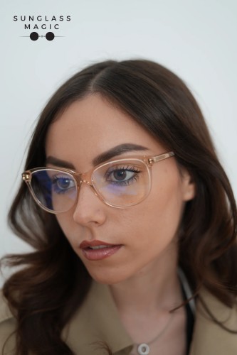 Tom Ford TF5544-B - 072 - 55 - Z SOCZEWKAMI Z FILTREM ŚWIATŁA NIEBIESKO-FIOLETOWEGO Oprawki korekcyjne Brązowy Kocie oczy