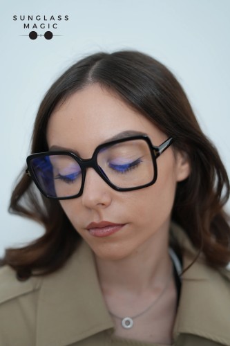 Tom Ford TF6063-B ECO - 001 - 56 - Z SOCZEWKAMI Z FILTREM ŚWIATŁA NIEBIESKO-FIOLETOWEGO Oprawki korekcyjne Czarny Kanciaste