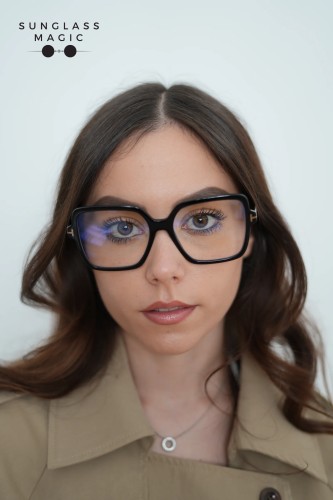 Tom Ford TF6063-B ECO - 001 - 56 - Z SOCZEWKAMI Z FILTREM ŚWIATŁA NIEBIESKO-FIOLETOWEGO Oprawki korekcyjne Czarny Kanciaste