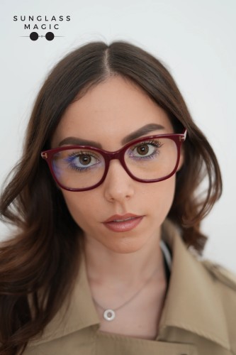 Tom Ford TF6089-B - 069 - 54 - Z SOCZEWKAMI Z FILTREM ŚWIATŁA NIEBIESKO-FIOLETOWEGO Oprawki korekcyjne Burgundija Pillow (zaokrąglony)
