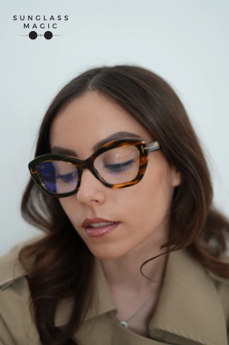Tom Ford TF6044-B - 055 - 54 - Z SOCZEWKAMI Z FILTREM ŚWIATŁA NIEBIESKO-FIOLETOWEGO Oprawki korekcyjne Havanna Kocie oczy