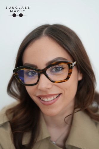 Tom Ford TF6044-B - 055 - 54 - Z SOCZEWKAMI Z FILTREM ŚWIATŁA NIEBIESKO-FIOLETOWEGO Oprawki korekcyjne Havanna Kocie oczy