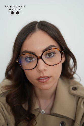 Tom Ford TF6062-B - 053 - 57 - Z SOCZEWKAMI Z FILTREM ŚWIATŁA NIEBIESKO-FIOLETOWEGO Oprawki korekcyjne Havanna Kanciaste
