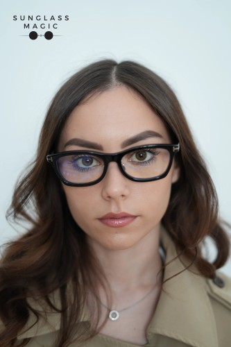 Tom Ford TF6074-D-B ECO - 001 - 53 - Z SOCZEWKAMI Z FILTREM ŚWIATŁA NIEBIESKO-FIOLETOWEGO Oprawki korekcyjne Czarny Kanciaste
