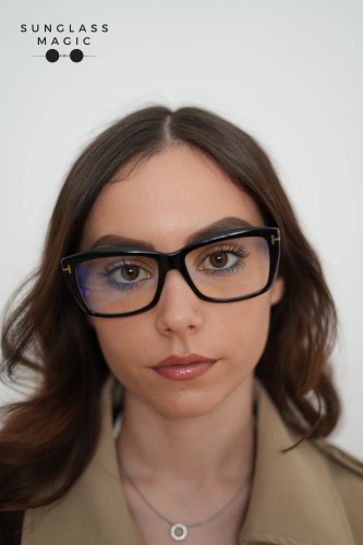 Tom Ford TF6065-B ECO - 001 - 55 - Z SOCZEWKAMI Z FILTREM ŚWIATŁA NIEBIESKO-FIOLETOWEGO Oprawki korekcyjne Czarny Kanciaste