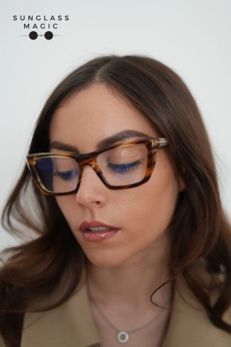 Tom Ford TF6047-B - 055 - 54 - Z SOCZEWKAMI Z FILTREM ŚWIATŁA NIEBIESKO-FIOLETOWEGO Oprawki korekcyjne Havanna Kanciaste