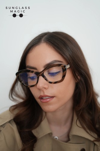 Tom Ford FT6044-B - 056 - 54 - Z SOCZEWKAMI Z FILTREM ŚWIATŁA NIEBIESKO-FIOLETOWEGO Oprawki korekcyjne Kocie oczy