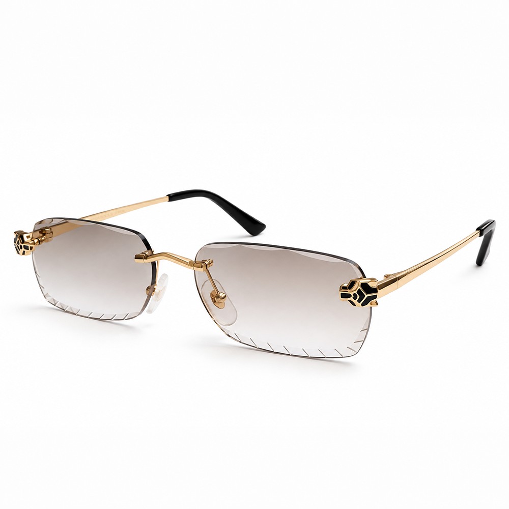 Cartier CT0448O with Diamond-Cut Lenses – Custom-Made - 001 - 54 - Z SOCZEWKAMI FOTOCHROMOWYMI Okulary przeciwsłoneczne Złoty Kanciaste