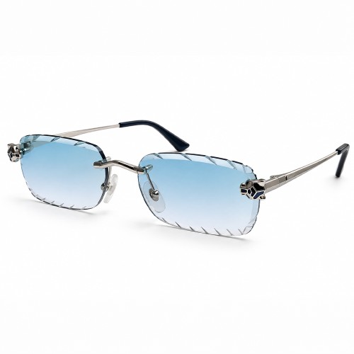 Cartier CT0448O with Diamond-Cut Lenses – Custom-Made - 002 - 54 - Z SOCZEWKAMI FOTOCHROMOWYMI Okulary przeciwsłoneczne Srebrny Kanciaste