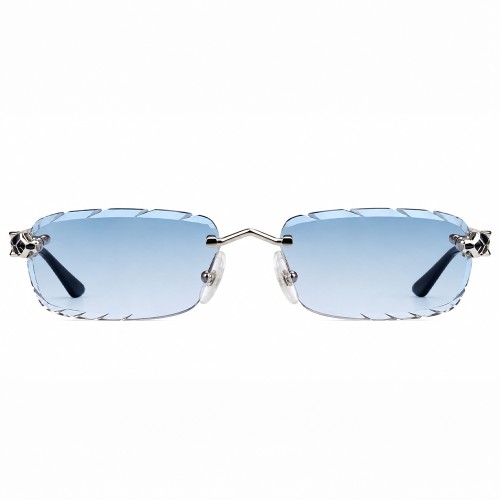 Cartier CT0448O with Diamond-Cut Lenses – Custom-Made - 002 - 54 - Z SOCZEWKAMI FOTOCHROMOWYMI Okulary przeciwsłoneczne Srebrny Kanciaste