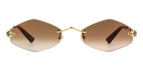 Cartier CT0433S - 002 - 55 Okulary przeciwsłoneczne Złoty Kocie oczy