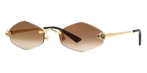 Cartier CT0433S - 002 - 55 Okulary przeciwsłoneczne Złoty Kocie oczy