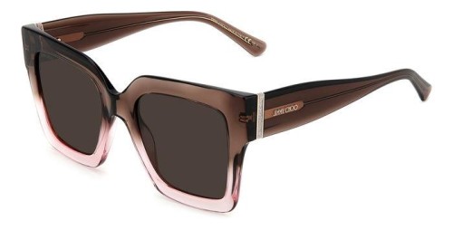Jimmy Choo EDNA/S - 08M70 - 52 Okulary przeciwsłoneczne Brązowy, Różowy Kanciaste