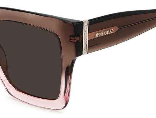 Jimmy Choo EDNA/S - 08M70 - 52 Okulary przeciwsłoneczne Brązowy, Różowy Kanciaste