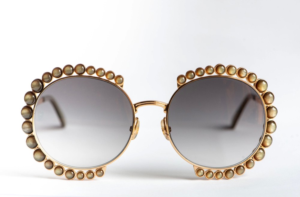 Elie Saab ES025/G/S - 84E5B - 57 Okulary przeciwsłoneczne Złoty Okrągły